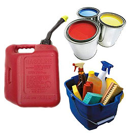 Paint, gasoline, and cleaning products