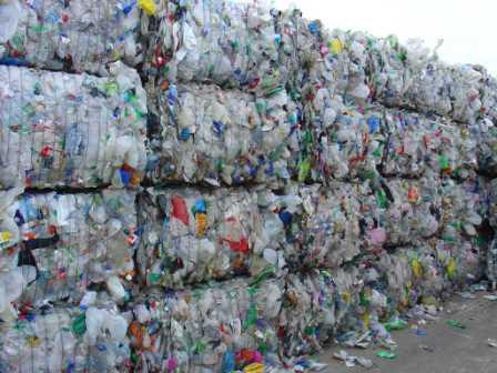 Bundles of recyclable plastic