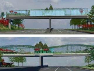 Artist's concepts of north and south views of bridge