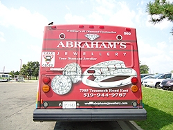 Back end wrap ad for Abraham's Jewllery