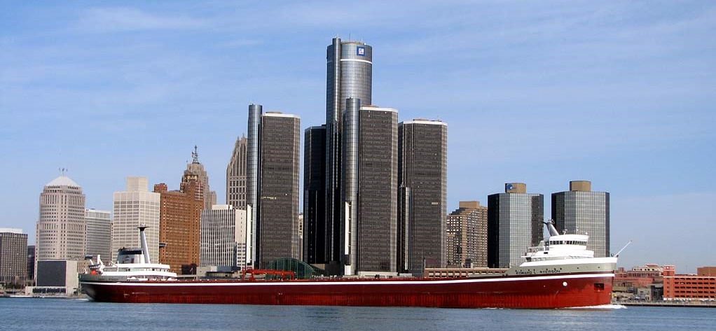 Detroit skyline along the Detroit River