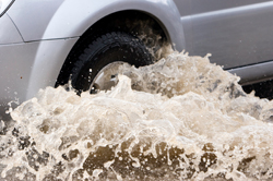 Driving through a flooded street