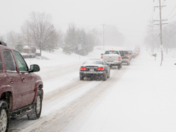 Cars on a snowy road Cars on a snowy road