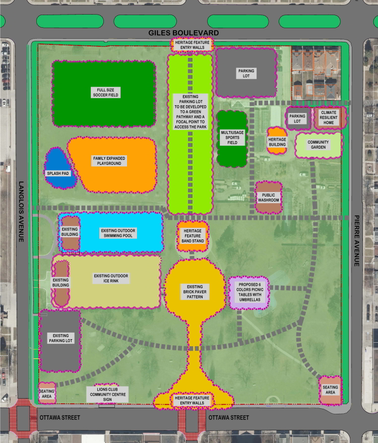 Bubble diagram of designed areas