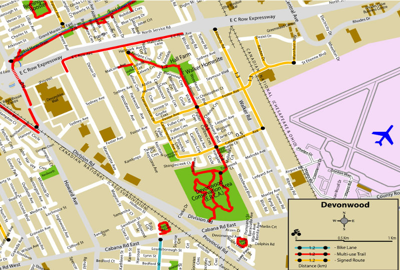 a rendered map of the Devonwood trail