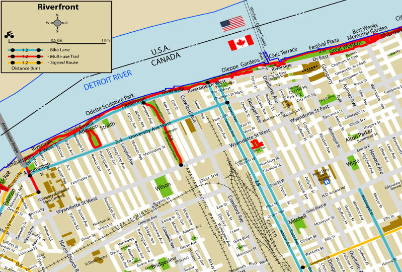 a trail map of the riverfront trail