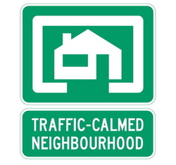 Traffic-calmed neighbourhood road sign design