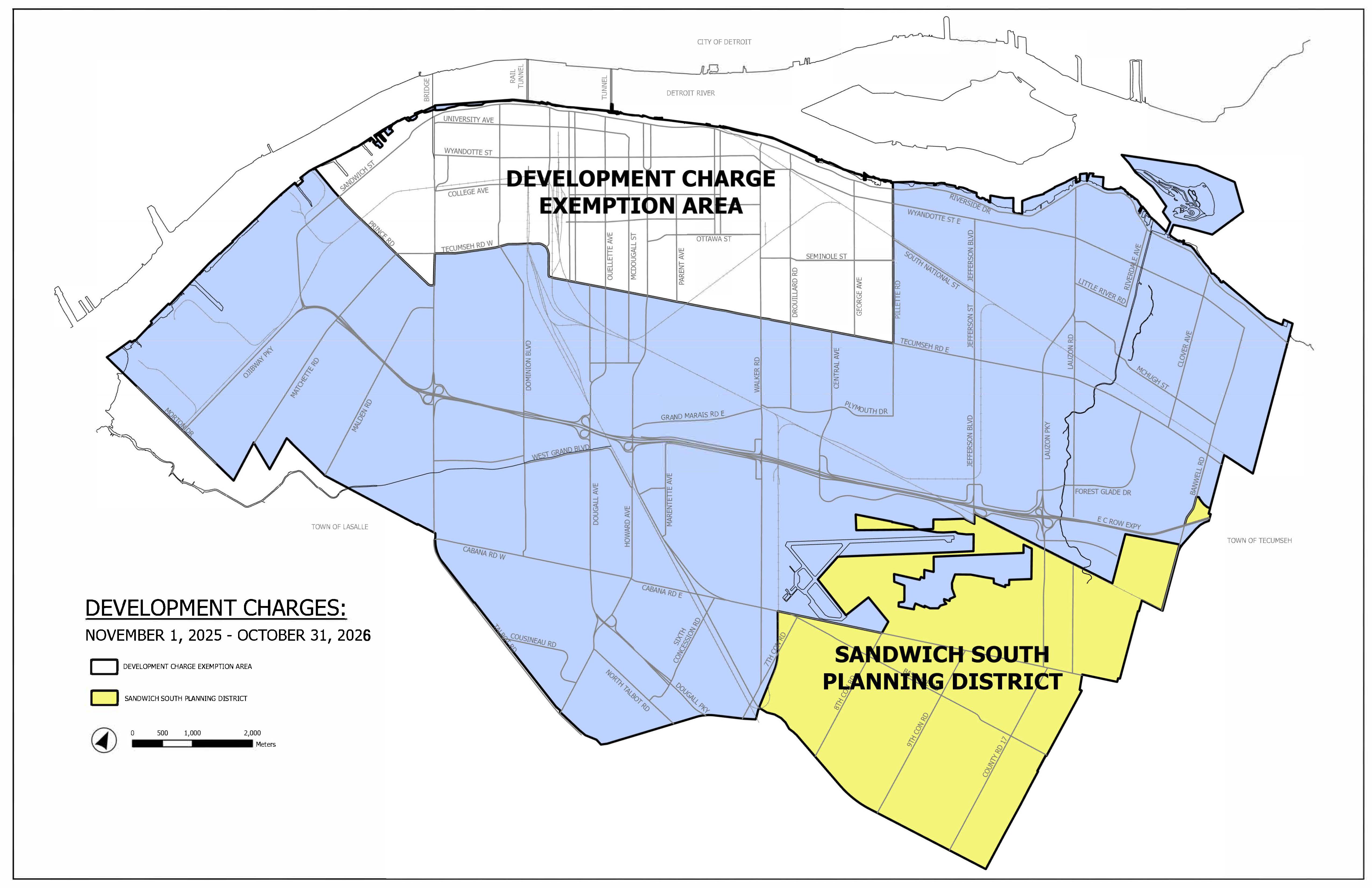 Development Charges - NOV2025-OCT2026 Map of Development Charge Districts from November 1, 2025 - October 31, 2026.