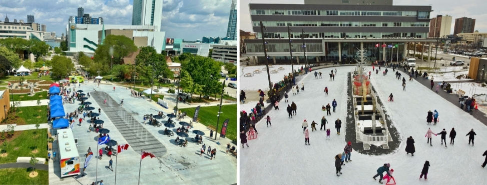 City Hall Square Ice Rink - Summer and Winter