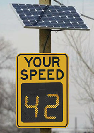 Radar Speed Feedback Sign with words, Your Speed and speed of 42 indicated