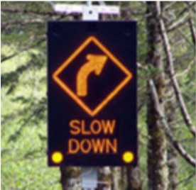 Vehicle Activated Warning Sign with words, Slow Down