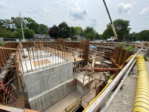 st-paul-ps-2-july2026 Concrete and scaffolding in a cofferdam, which is part of the new pumping station project.